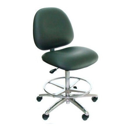 Industrial Seating Heavy Duty Clean Room Stool - Vinyl - High Back - Aluminum Base - Black AE20W-VCR BLACK-251